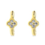 Orecchino a cerchio classico con 4 diamanti in oro giallo 18k