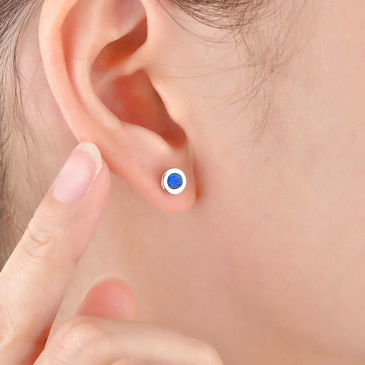 Trendy Natural Opal Round Earrings M – Bild 2