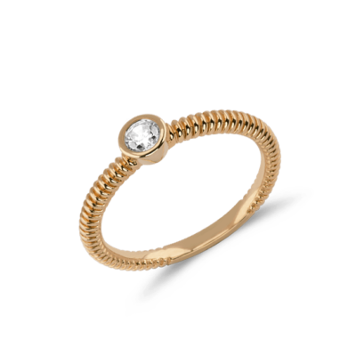 Solitaire Ring bezel setting 0.15ct Diamond in 18k Rose gold
