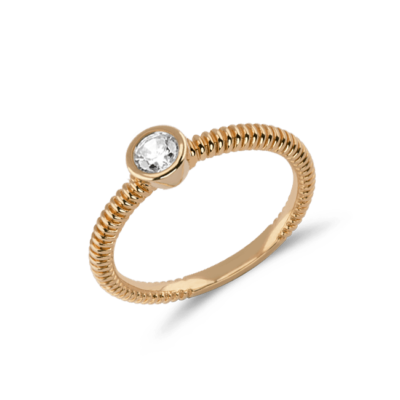 Solitärring Lünettenfassung 0.25ct Diamant in 18 Karat Roségold