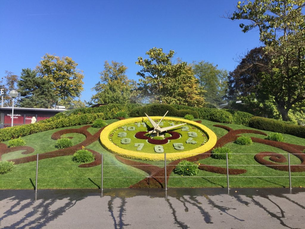 Flower clock in Geneva, Switzerland
