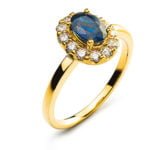 Royal Style Blue Sapphire & Diamond Ring in 18K Gold