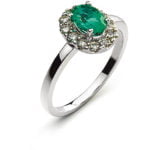 Royal Style Emerald & Diamond Ring in 18K white Gold