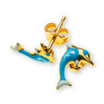 Blauer Delfin-Ohrring aus 750er Gold