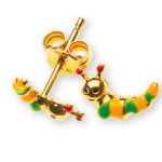 Colored Caterpillar Earring in 750 gold