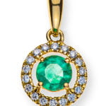 Pendentif émeraude et diamant de style élégant avec or 18 carats