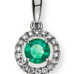 Elegant Style Emerald & Diamond Pendant with 18K white Gold