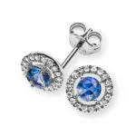 Elegant Style Blue Sapphire and Diamond Earrings with 18K white Gold
