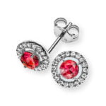 Elegant Style Ruby & Diamond Earrings with 18K white Gold
