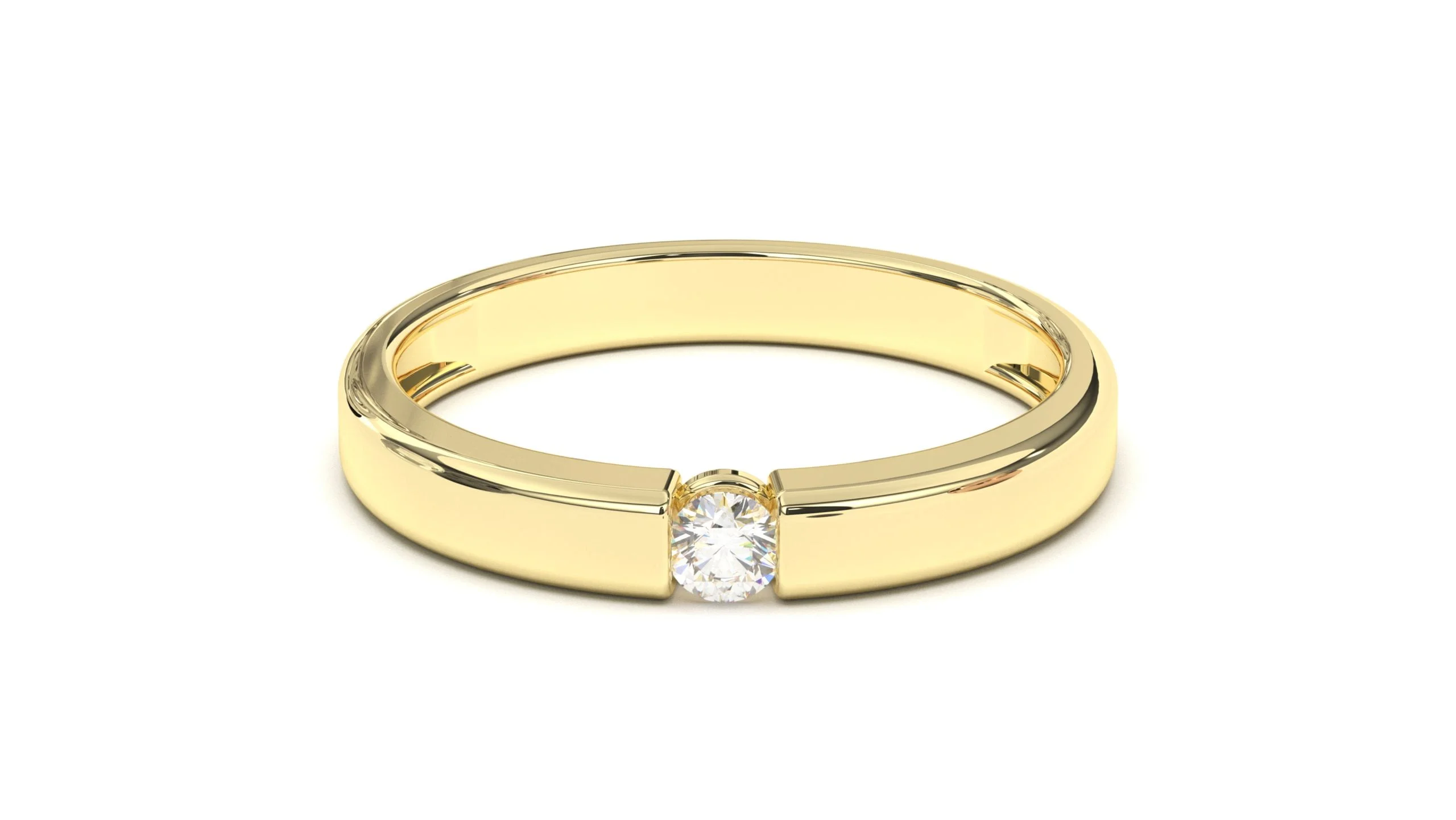 Round brilliant-cut diamond engagement ring sparkling in 18k gold. – Bild 1