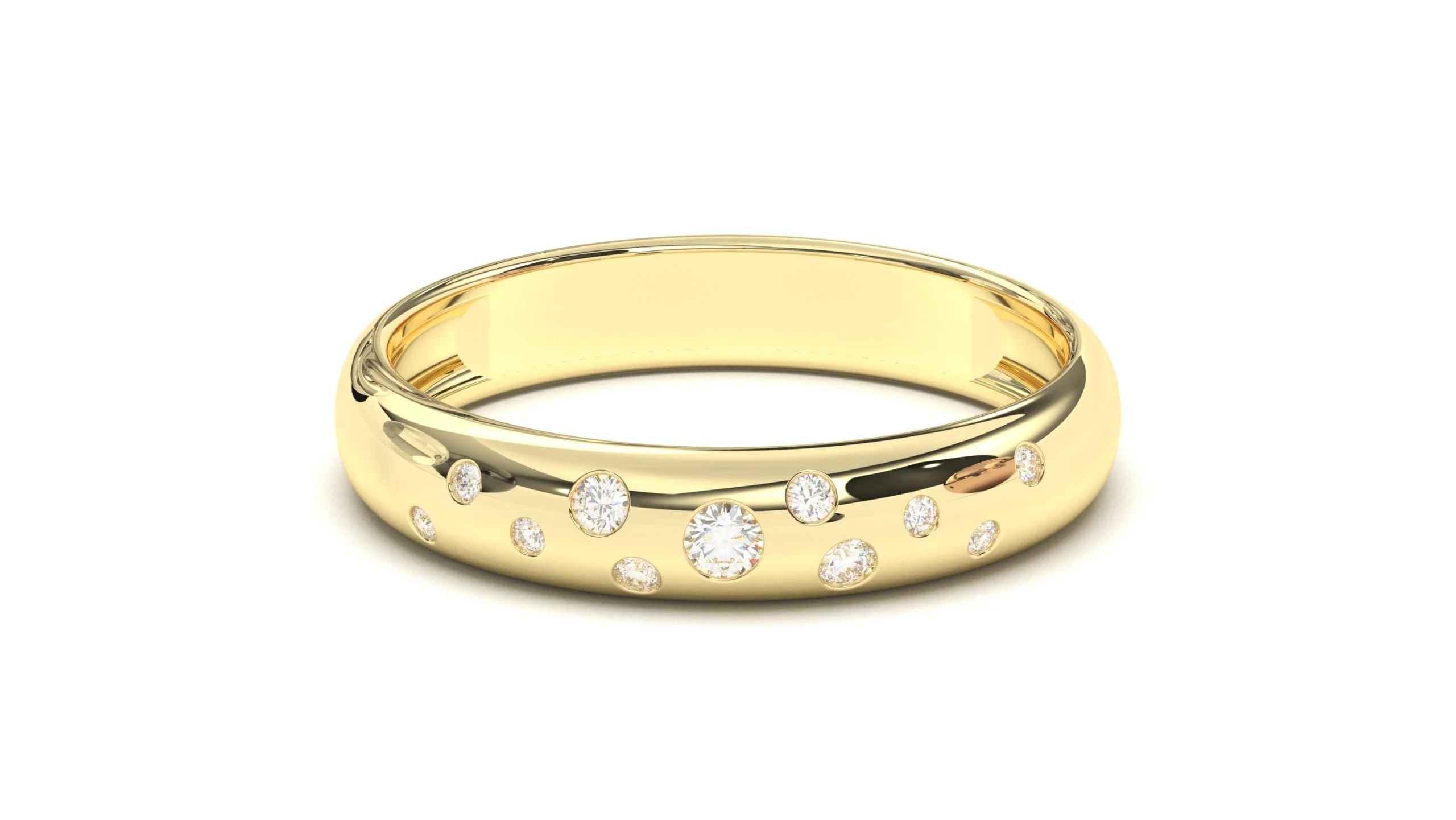 Scattered Diamonds Wedding Band18k gold | Princess Collection - Image 1