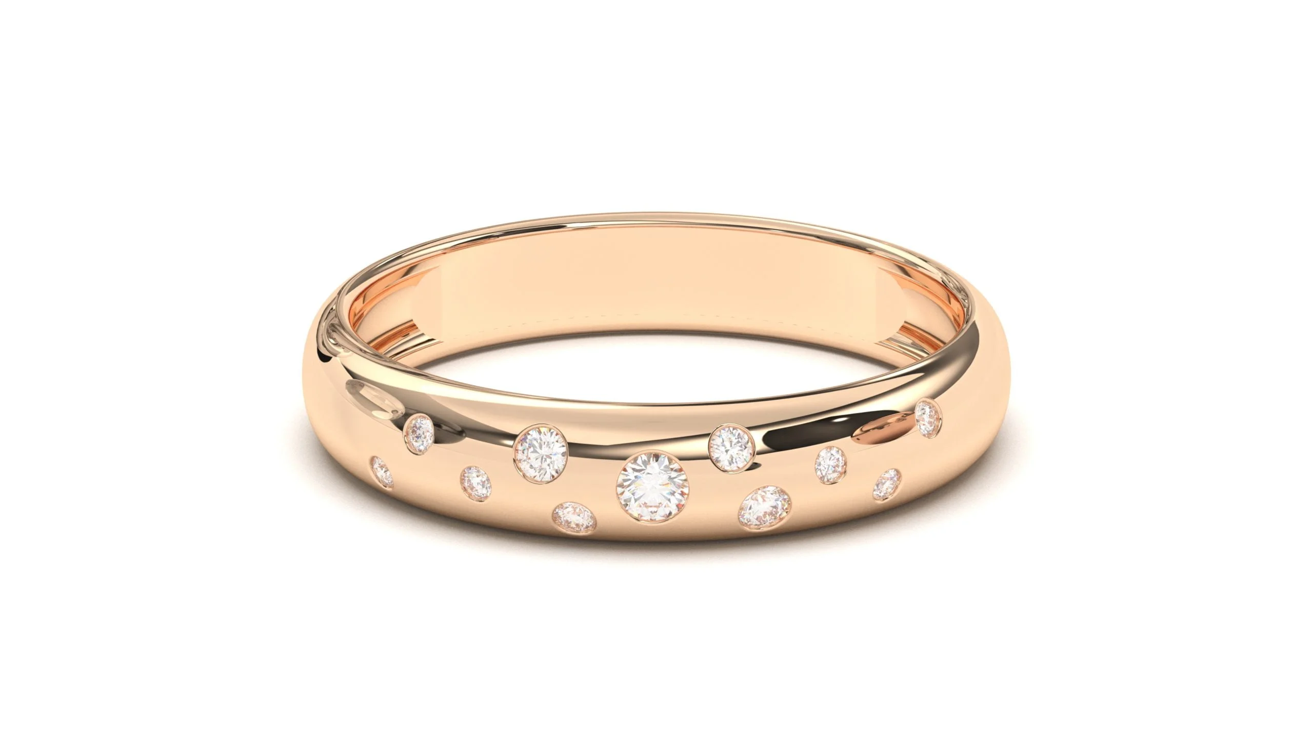 Scattered Diamonds Wedding Band18k gold | Princess Collection - Image 2