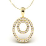 Open Double Ovals Pendant with 0.32ct Diamond &18K Gold