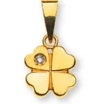 Diamantanhänger Kleeblatt Gelbgold 750