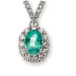 Smeraldo Royalty 0,76 ct. Pendente con oro bianco 750