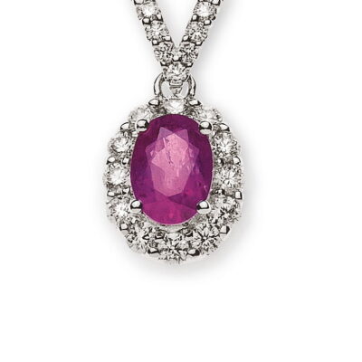 Royalty Pendente in oro bianco 750 con rubino 1.02ct. e