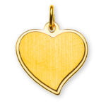 Pendant engraving plate heart-shaped satined 750 yellow gold, 15x15mm