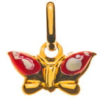 Pendentif papillon or jaune 750 émaillé rose