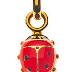 Pendant ladybug small yellow gold 750 Rose / black enamelled
