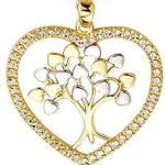 Pendentif 'Arbre de Vie' diamanté, rhodié 20x25mm or jaune 375