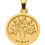 Anhänger Lebensbaum rund 12mm Gelbgold 750