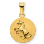 Ciondolo cavallo circa 12mm in oro giallo 750 lucido/sabbiato