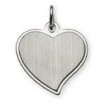 Ciondolo incisione targa a forma di cuore in oro bianco 750 satinato
