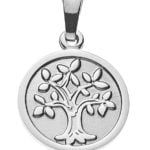 Pendant tree of life round 12mm white gold 750