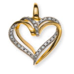 Diamond pendant heart yellow gold 750