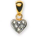 Pendentif coeur or jaune 750 rhodié avec 6 diamants taille brillant H SI 0.06ct.