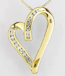 AHE1032 Open heart diamond pendant 750 yellow gold - Image 1