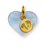 Ciondolo cuore in madreperla con piedini bambino 6mm Oro giallo 750