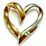 Pendant open heart bicolor (yellow / white gold) 750