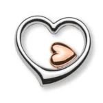Pendant 'swinging heart' bicolor (Rose / white gold) 750