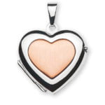 Pendentif médillon pour photo bicolore (or rose/blanc) 750, poli