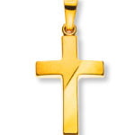 Croix or jaune 750 H : 18 mm L : 12 mm sablée / polie