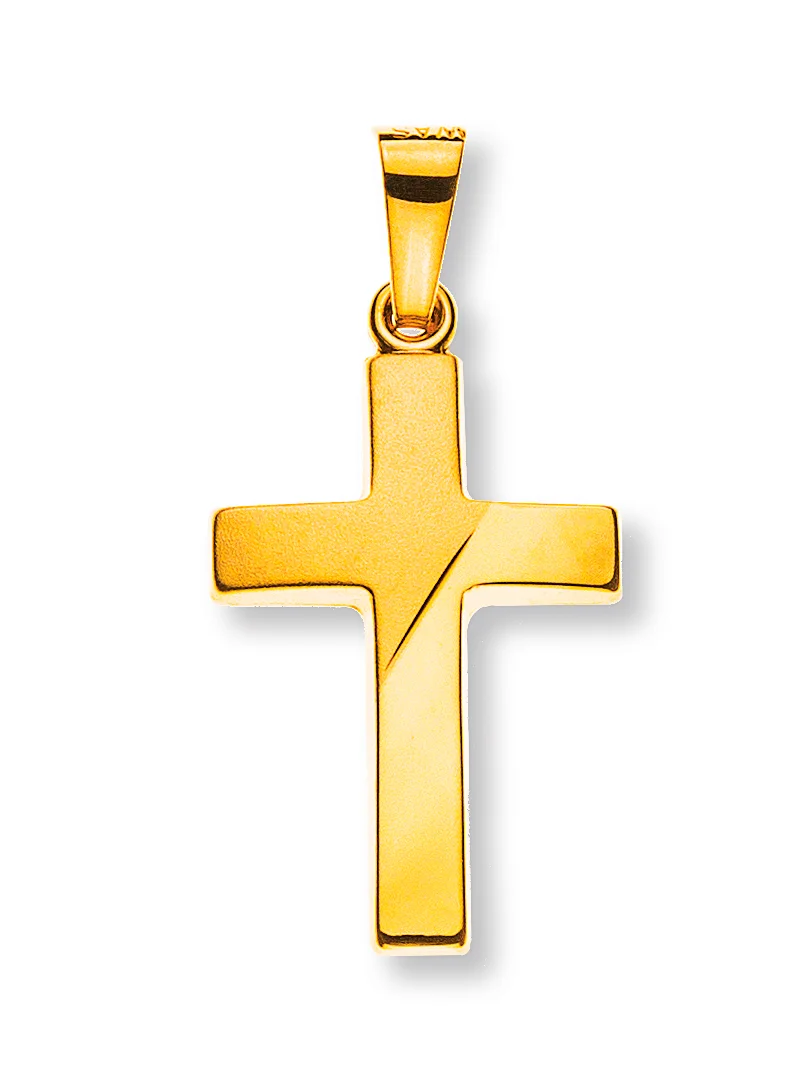 AKR1012 Cross yellow gold 750 H: 18 mm W: 12 mm sanded / polished – Image 1