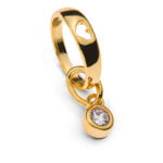 Anello battesimo in oro giallo 375 con cuore traforato e 1 zircone bianco