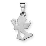 Angel pendant in white gold 375 sanded with 1 white zirconia