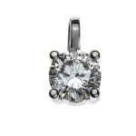 Pendentif solitaire serti 4 anses or blanc 750 H SI 0.25ct.