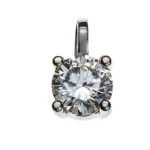 Pendentif solitaire serti 4 anses or blanc 750 H SI 0.33ct.