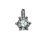 Pendente solitario 6 anse incastonate in oro bianco 750 H SI 0.10ct.