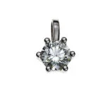 Pendentif solitaire serti 6 anses or blanc 750 H SI 0,15ct.