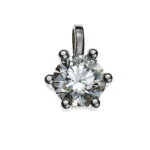 Solitär-Anhänger 6-Griff-Fassung Weißgold 750 H SI 0,33ct.