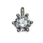 Pendentif solitaire serti 6 anses or blanc 750 H SI 0.50ct.