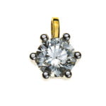 Pendentif solitaire 6 anses or jaune 750 H SI 0.50ct.