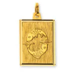 Pendentif signe du zodiaque Poissons or jaune 750