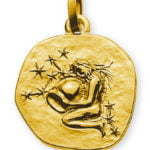 Runder Anhänger Sternzeichen Wassermann 750 Gelbgold