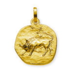 Round Pendant zodiac sign Taurus yellow gold 750
