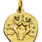 Ciondolo tondo segno zodiacale Gemelli in oro giallo 750